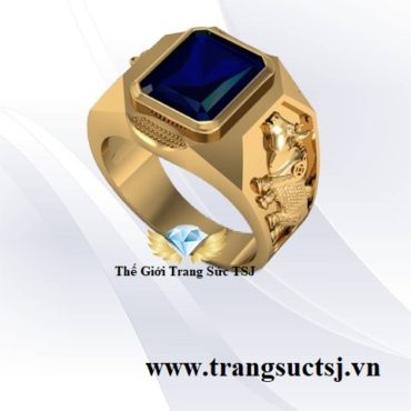 Nhẫn Nam Sapphire Xanh Bích Hình Sửu