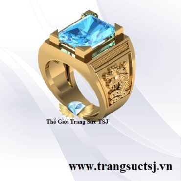 Nhẫn Mặt Đá Nam Topaz Xanh Hợp Mệnh Mộc, Mệnh Thủy