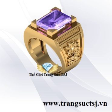 Nhẫn Thạch Anh Tím Đẹp Mặt Đá Chữ Nhật