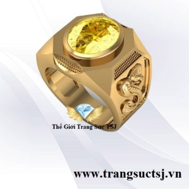 Nhẫn Nam Sapphire Vàng Phong Thủy