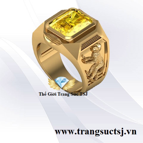Nhẫn Nam Nhâm Thân Mệnh Kim Sinh Năm 1992 Đá Sapphire VÀng