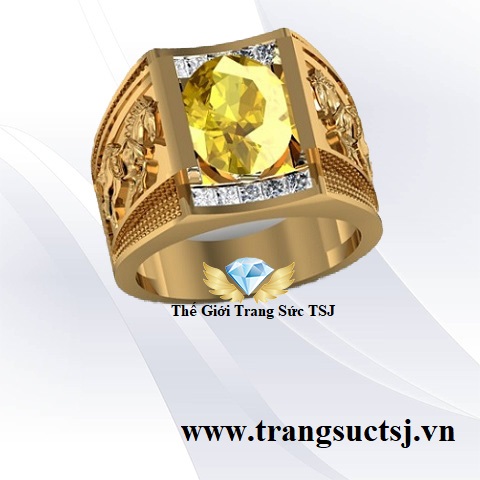 Nhẫn Nam Sapphire Vàng Thiên Nhiên