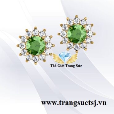 Bông Tai Đẹp Cho Nữ Đá Sapphire Xanh Lá