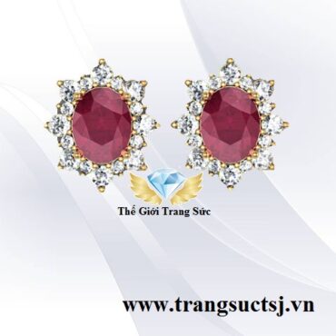 Bông Tai Nữ Đá Ruby Đỏ Đẹp