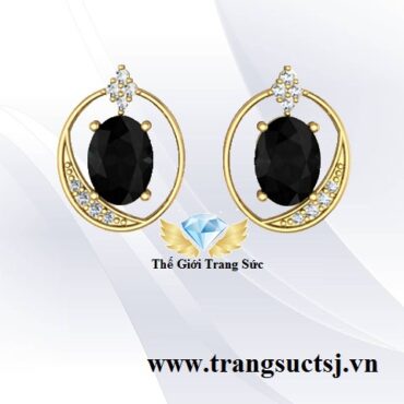 Bông Tai Sapphire đen Sang Trọng