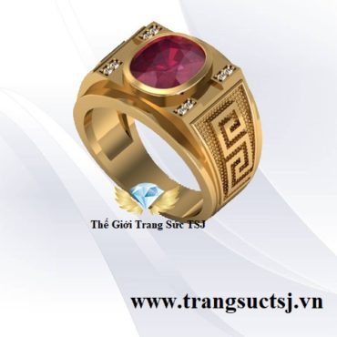 Nhẫn Nam Đá Đỏ Ruby Thiên Nhiên Đẹp