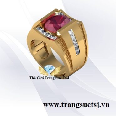 Nhẫn Nam Mệnh Thổ Đá Ruby Đỏ - Trang Sức TSJ