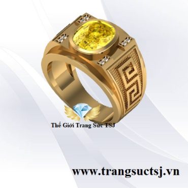 Nhẫn Nam Sapphire Vàng Hiện Đại - Thế Giới Trang Sức TSJ