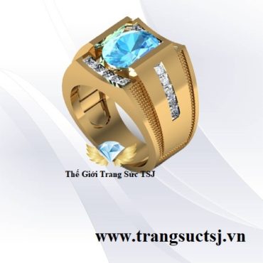 Nhẫn Nam Topaz Xanh Thiết Kế Hiện Đại Trang Sức Đẹp