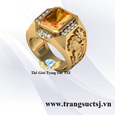 Nhẫn Nam Tỳ Hưu Đá Citrine Vàng Đẹp