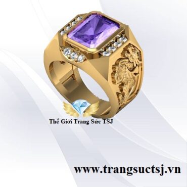 Nhẫn Tỳ Hưu Đá Thạch Anh Tím