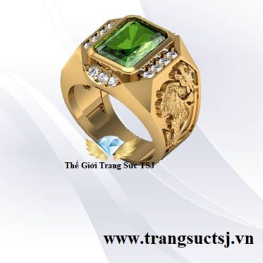 Nhẫn Vàng 18k Tỳ Hưu Đá Sapphire Xanh Lá