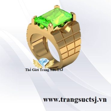 Nhẫn Nam Mặt Đá Peridot Xanh Lá Cây Hợp Mệnh Hỏa