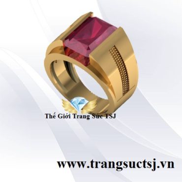 Nhẫn Đeo Tay Nam Mệnh Thổ Đá Ruby Đỏ