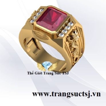 Nhẫn Nam Bính Thìn 1976 Mệnh Thổ Mặt Đá Ruby