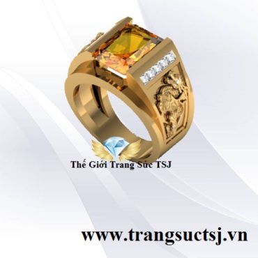 Nhẫn Nam Cao Cấp Hình Tỳ Hưu Vàng 18k Đá Citrine Vàng