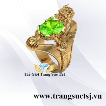 Nhẫn Nam Con Rồng Vàng 18k Đá Peridot