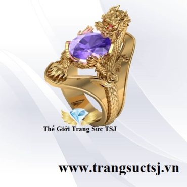 Nhẫn Nam Rồng Đá Thạch Anh Tím