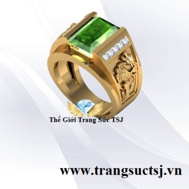 Nhẫn Tỳ Hưu Nam Đẹp Đá Sapphire Xanh Lá Đẳng Cấp