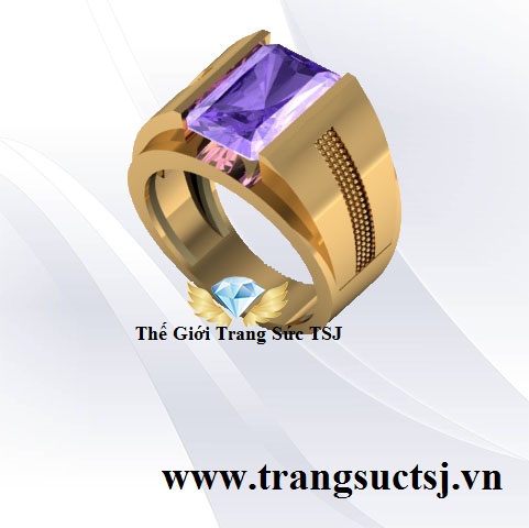 Nhẫn Nam Thạch Anh Tím Vàng 18k Phong Thủy