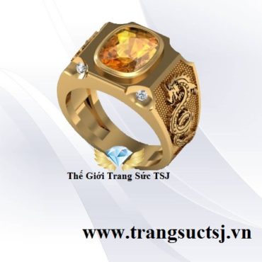 Nhẫn Hình Rồng Đá Citrine Vàng Hợp Mệnh Thổ