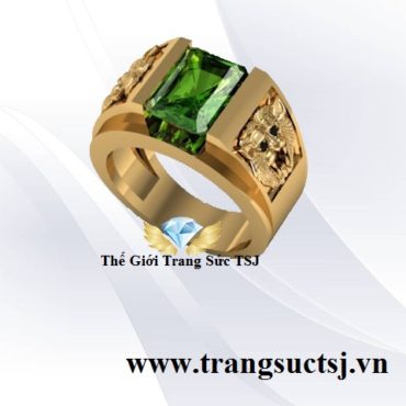 Nhẫn Nam Đá Hổ Cá Tính Đá Sapphire Xanh Lá