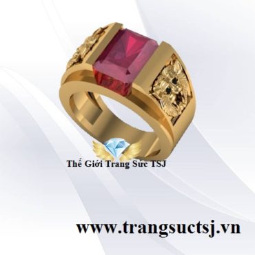 Nhẫn Nam Đá Ruby Đỏ Hình Đầu Cọp