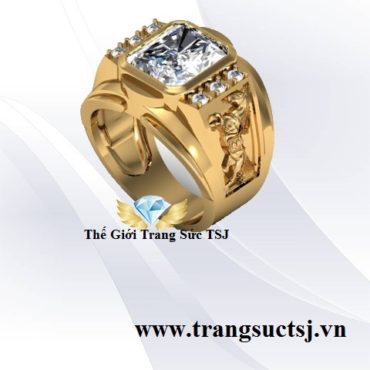 Nhẫn Nam Hình Con Ngựa Đá Topaz Trắng