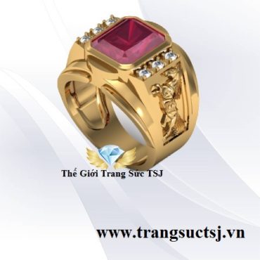 Nhẫn Nam Hình Ngựa Đá Ruby Đỏ Đẹp