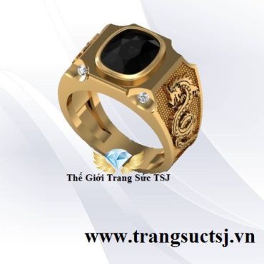 Nhẫn Nam Sapphire Đen Thiên Nhiên Hình Rồng
