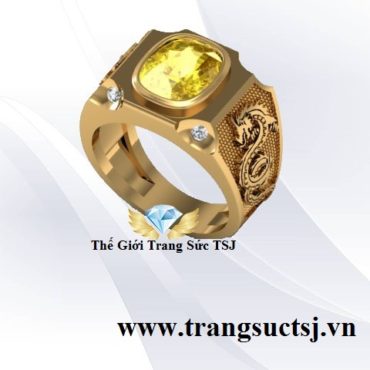 Nhẫn Nam Sapphire Vàng Hiện Đại Hình Con Rồng