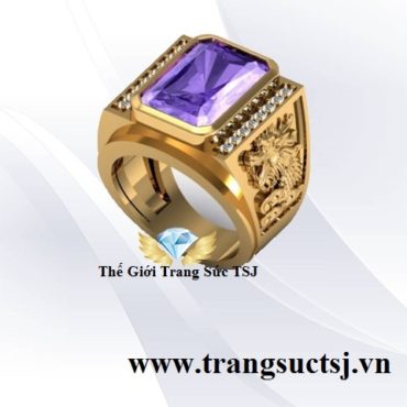 Nhẫn Nam Thạch Anh Tím Đẹp Hình Rồng Trang Sức 18k