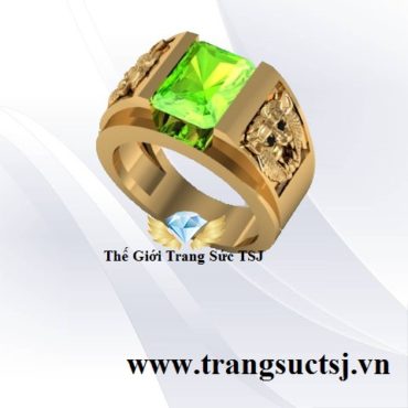 Nhẫn Nam Tuổi Cọp Mệnh Hỏa Đá Peridot Xanh Lá
