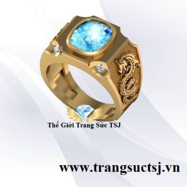 Nhẫn Rồng Đẹp Đá Topaz Xanh Mệnh Mộc