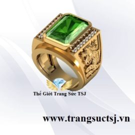 Nhẫn Sapphire Xanh Lá Đeo Tay Nam Đẹp Đính Hình Rồng