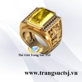 Nhẫn Vàng Đeo Tay Nam Đá Sapphire Vàng Hình Rồng