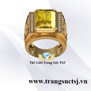 Nhẫn Mặt Đá Sapphire Vàng Thiên Nhiên Sang Trọng Trang Sức Đẹp