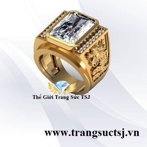 Nhẫn Nam 18k Đẹp Mặt Đá Topaz Trắng