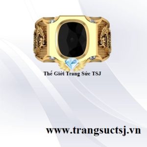 Nhẫn Nam Sapphire Đen Thiên Nhiên Hình Con Rồng