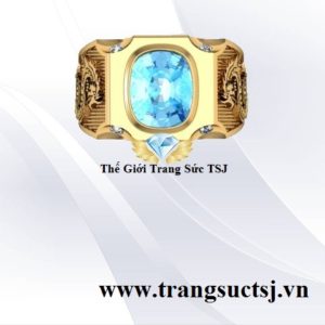 Nhẫn Nam Topaz Xanh Tuổi Thìn 1988 Mệnh Mộc