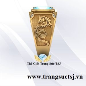 Nhẫn Rồng Cho Nam Đá Topaz Xanh Hiện Đại