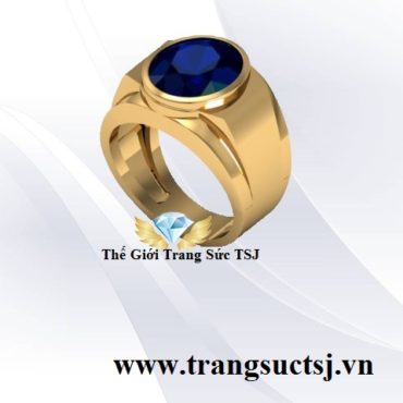 Mẫu Nhẫn Nam Doanh Nhân Đá Sapphire Xanh Bích