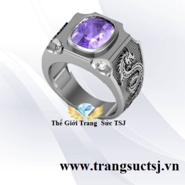 Nhẫn Bạc 925 Hình Rồng Mặt Đá Tím