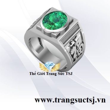 Nhẫn Nam Bạc Cao Cấp Mặt Đá Xanh
