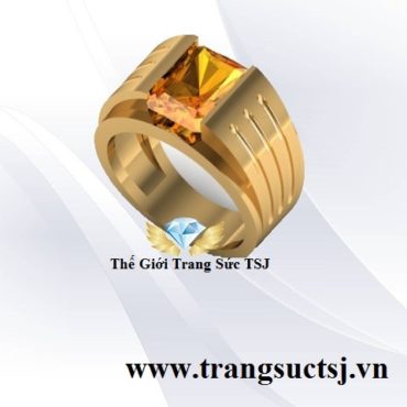Nhẫn Nam Đẹp Đá Citrine Vàng Hợp Mệnh Thổ, Mệnh Kim