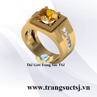 Nhẫn Nam Đơn Giản Đẹp Mặt Đá Citrine Vàng