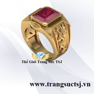 Nhẫn Tuổi Bính Thìn 1976 mệnh Thổ Mặt Đá Ruby