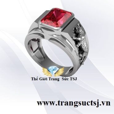 Nhẫn Tuổi Dần Mặt Đá Đỏ Bạc 925