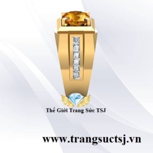 Mẫu Nhẫn Nam Đẹp Đá Citrine Vàng