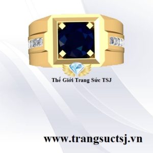 Nhẫn Nam Cao Cấp Mặt Đá Sapphire Xanh Bích
